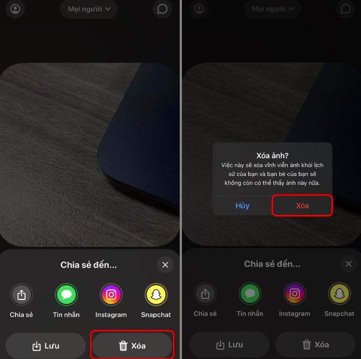 Xóa ảnh trên Locket - Thao tác xóa ảnh trong ứng dụng trên Android