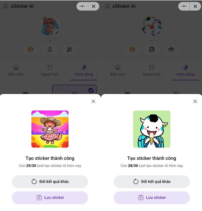 Tạo sticker trên Zalo bằng AI - Lưu và sử dụng sticker sau khi tạo