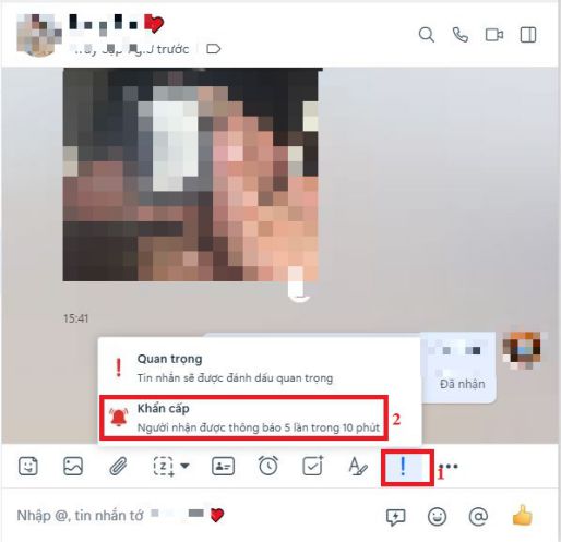 Tin nhắn khẩn cấp trong Zalo